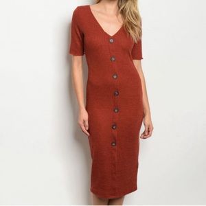 Rust Mid-calf Dress